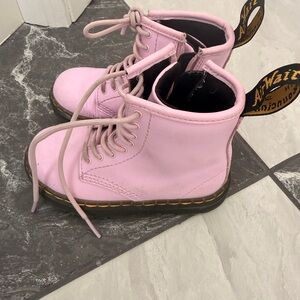 Dr. Martens Pink Leather Lace-Up Combat Boots